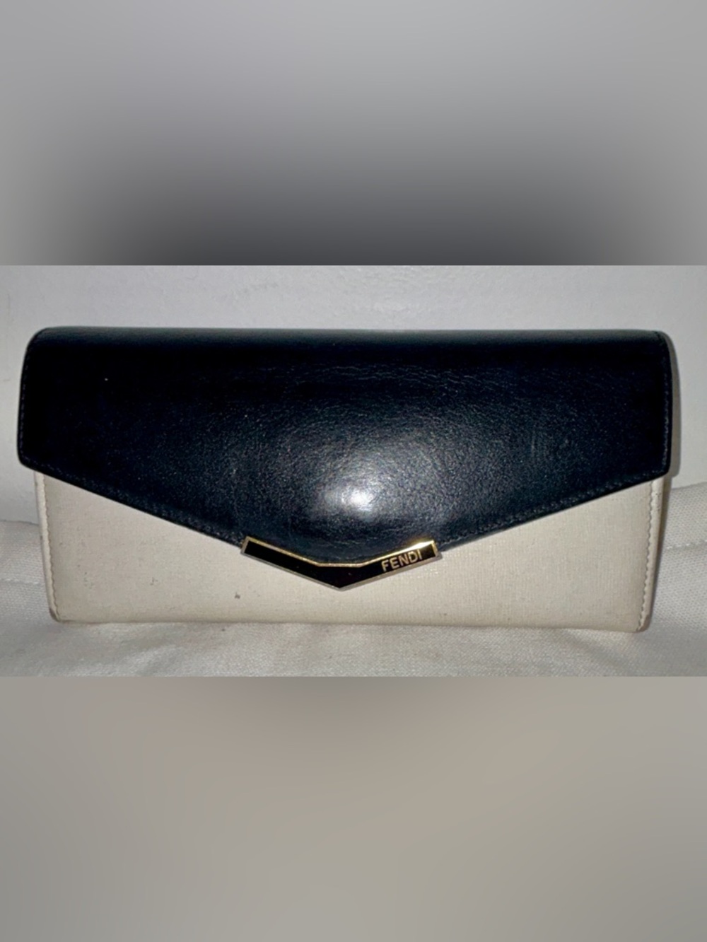Fendi Black Leather V-Detail Wallet